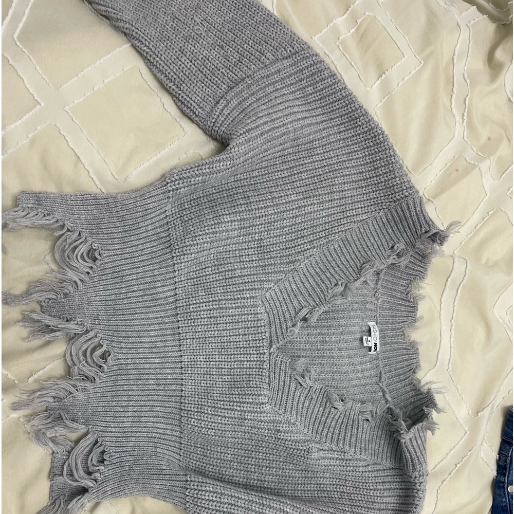 Distressed grey sweater